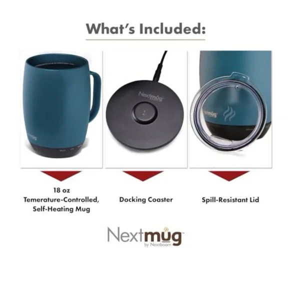 Nextmug Temperature Controlled Self Heating Coffee Mug 14oz Dusty Blue Smart Mug - Picture 3 of 3